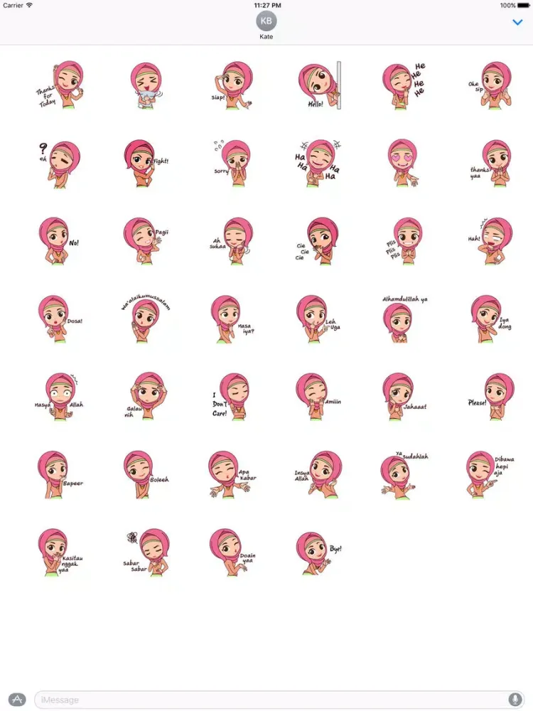 Adorable Hijab Girl Sticker iPad  Screenshots