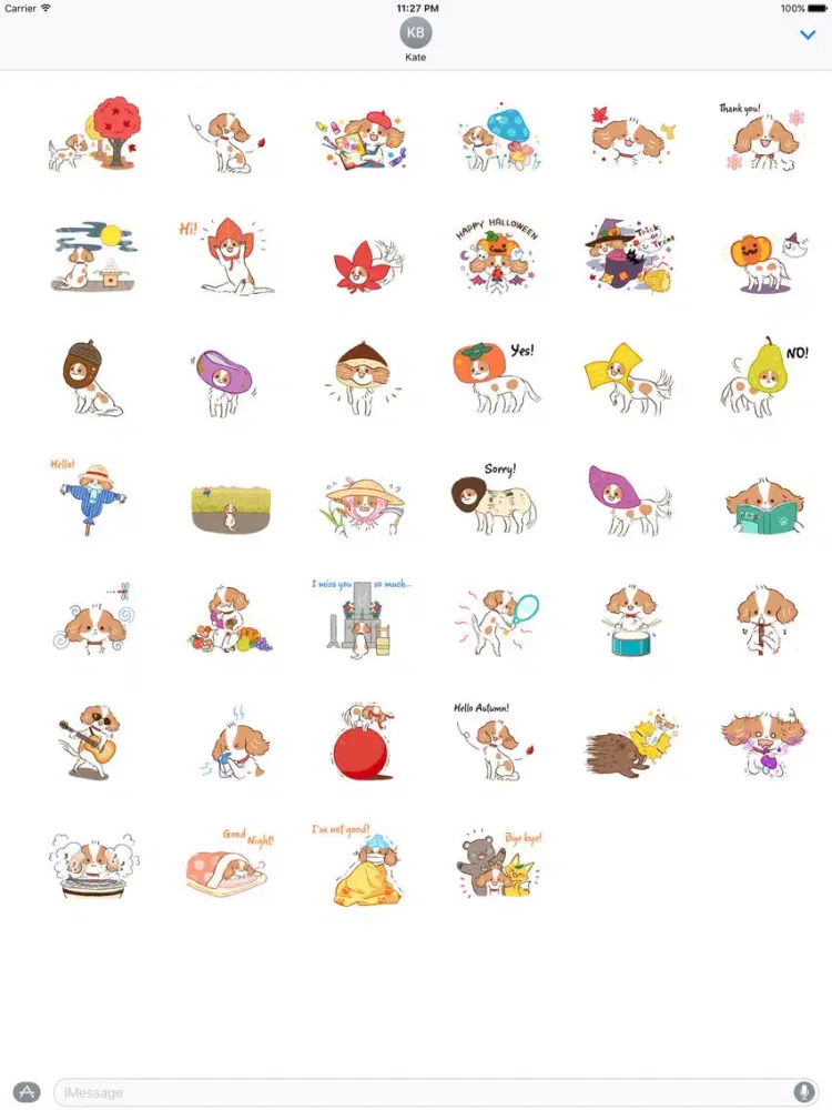 Autumn of Cavalier Dog Sticker iPad 應用截圖