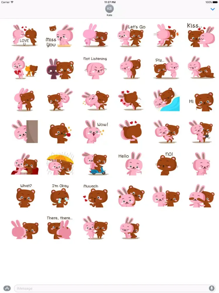 Bear and Rabbit Love LoveMoji iPad 应用截图