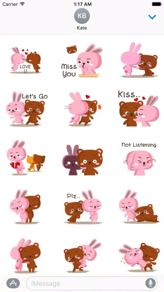 Bear and Rabbit Love LoveMoji应用截图