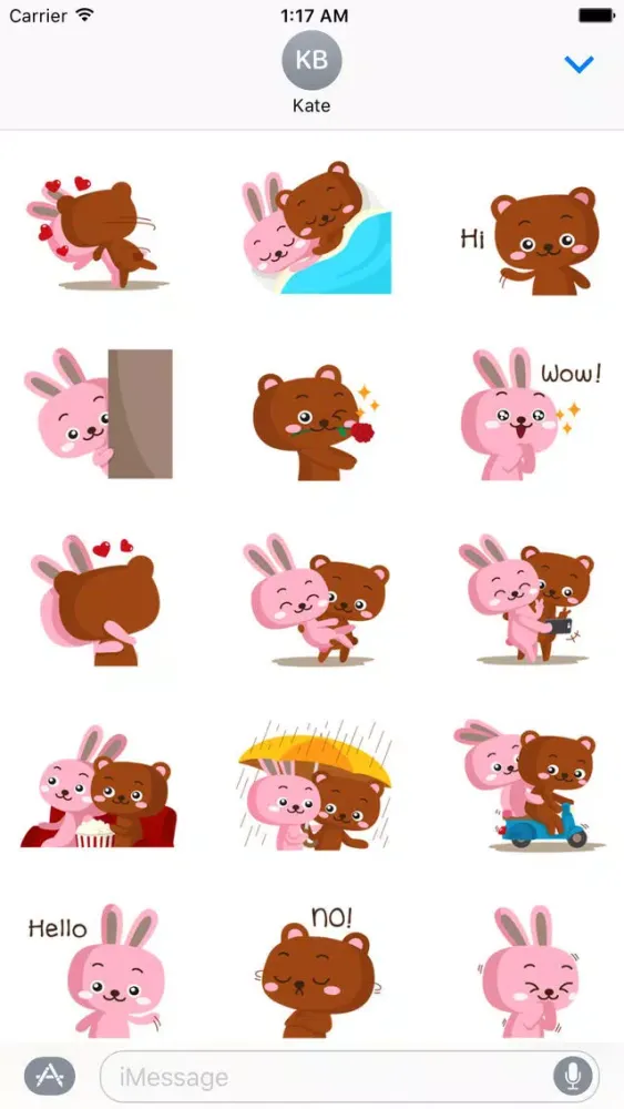 Bear and Rabbit Love LoveMoji应用截图