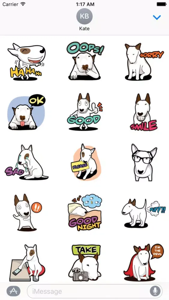 Bull Terrier Naughty Dog Emoji سکرین شاٹس