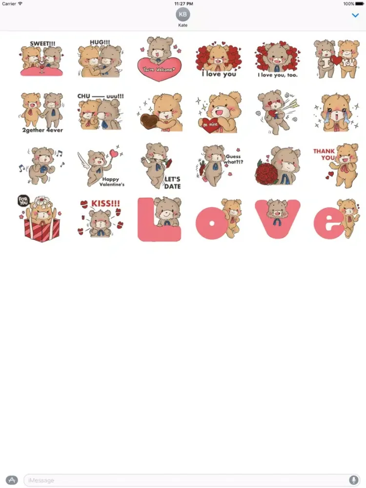 Ảnh chụp màn hình của Cute Bears For Valentine Emoji iPad 