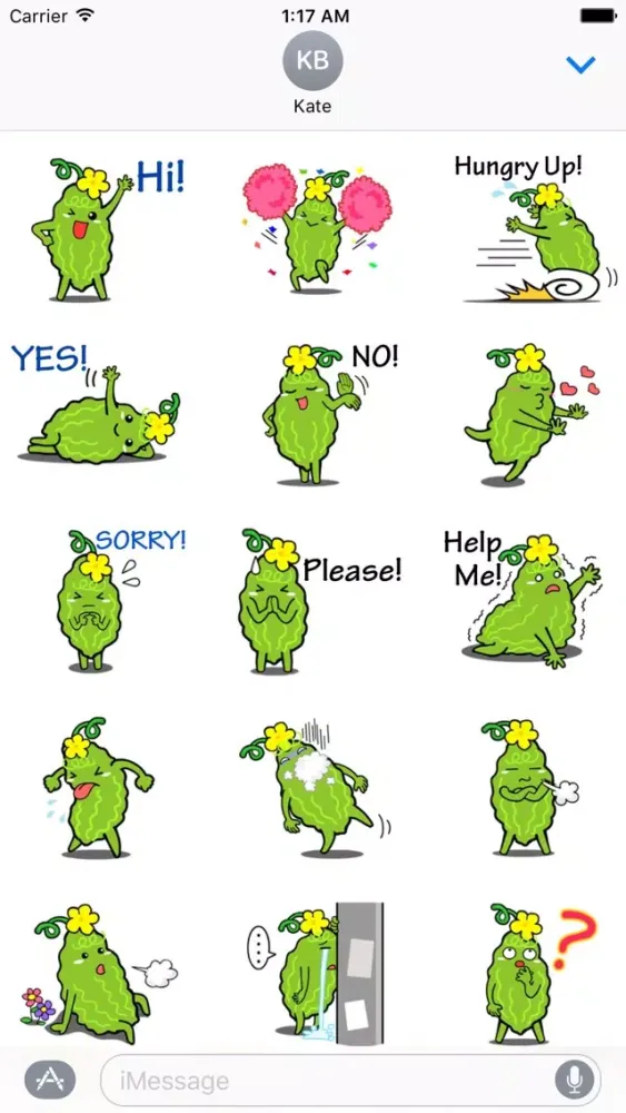 Cute Bitter Cucumber Sticker スクリーンショット