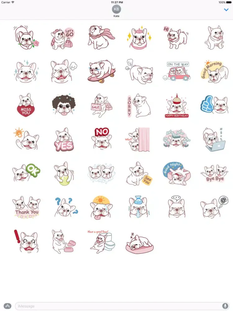 Cute French Bulldog - Frenchiemoji Sticker iPad  স্ক্রিনশট