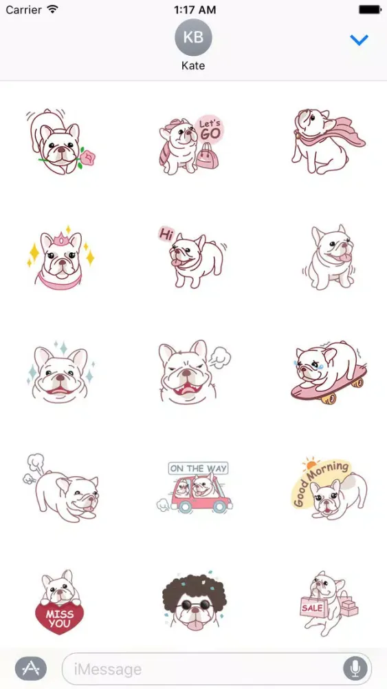 Cute French Bulldog - Frenchiemoji Sticker স্ক্রিনশট