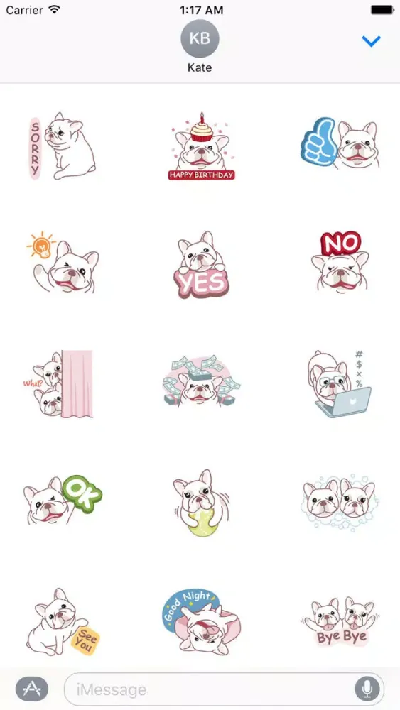 Cute French Bulldog - Frenchiemoji Sticker স্ক্রিনশট