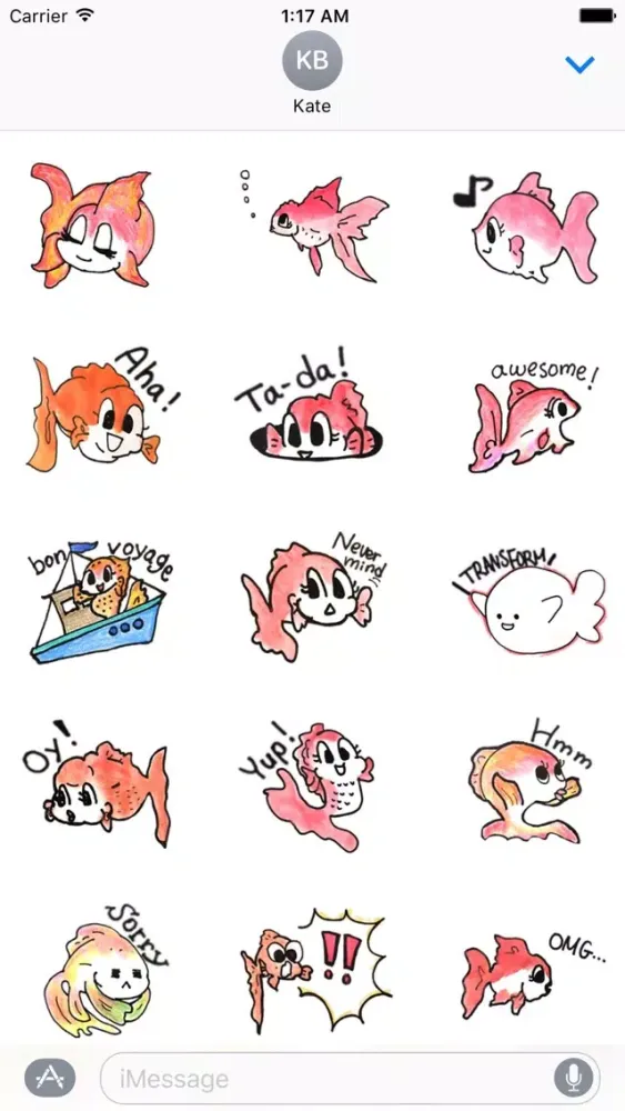 Cute Goldfish FishMoji Sticker سکرین شاٹس