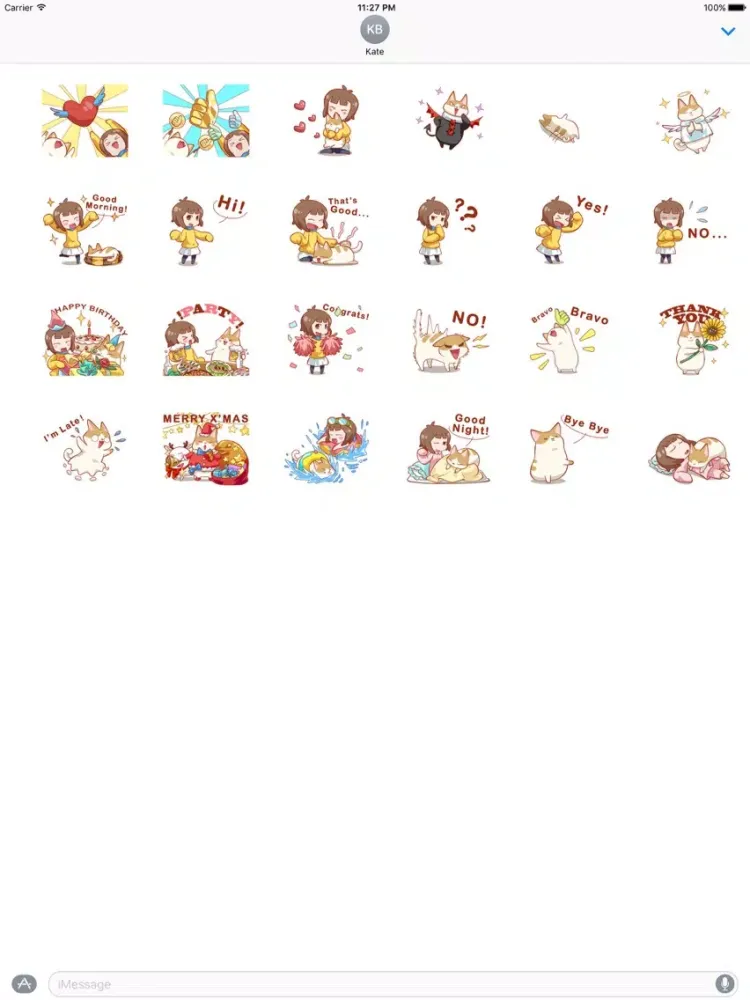 Ảnh chụp màn hình của Girl And Cat Animated Sticker iPad 