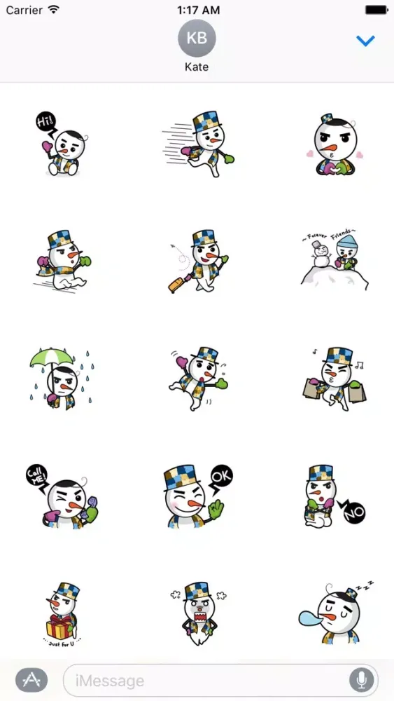 Happy Snow Man Emoij Sticker应用截图