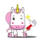 Pink and White Unicorn Emoji Sticker