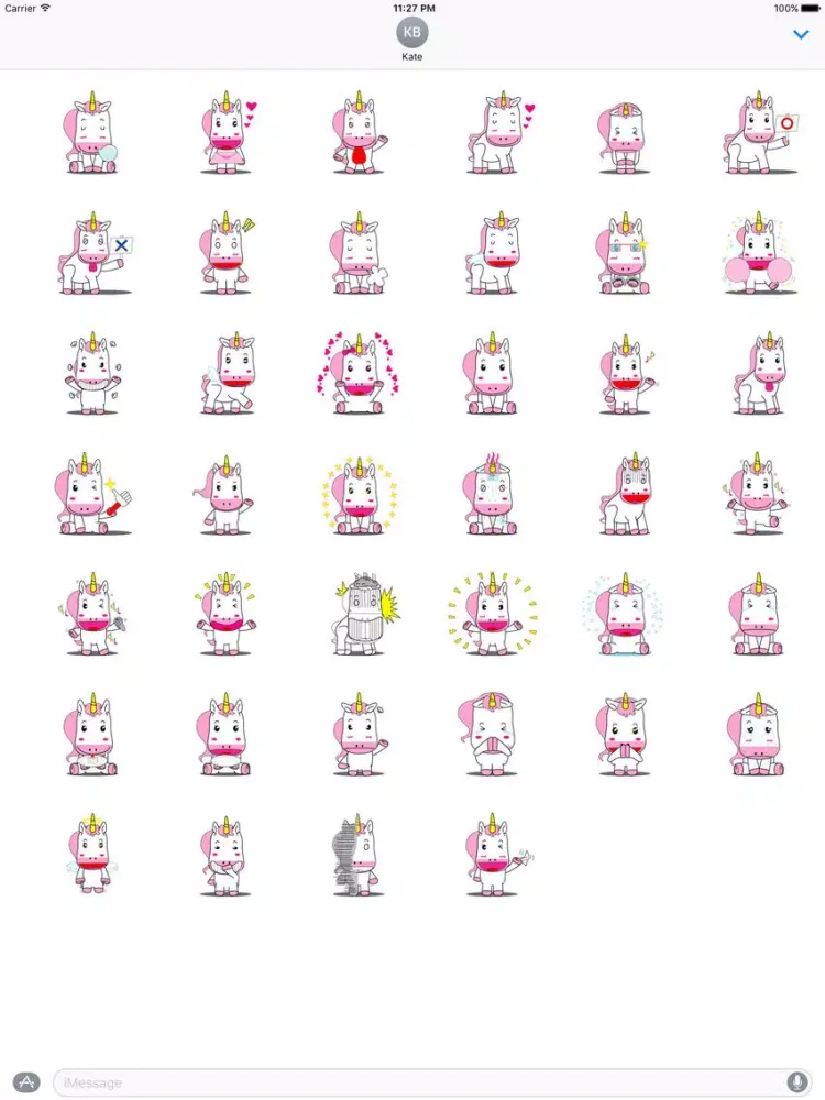 Capturas de tela do Pink and White Unicorn Emoji Sticker iPad 