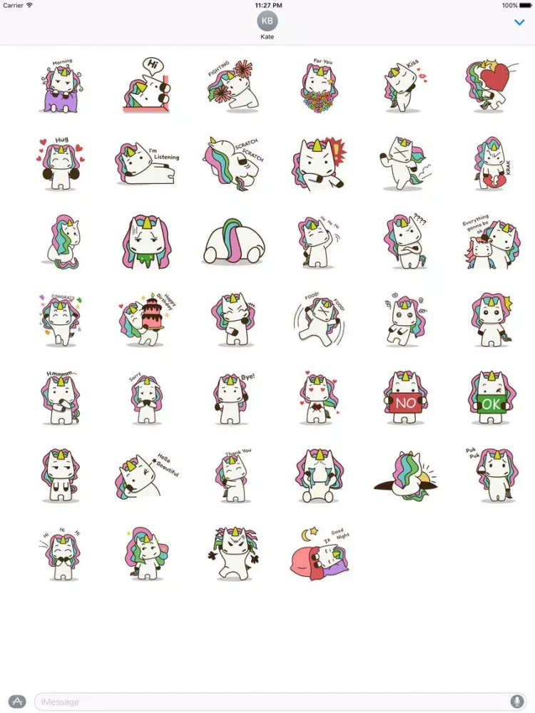 تصاویر Rainbow Hair Unicorn Sticker iPad 