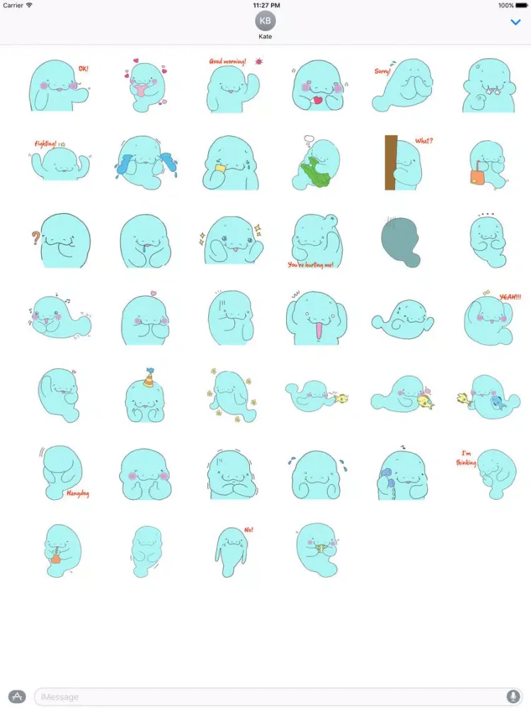 ภาพหน้าจอของ Shy Manatee Emoji Sticker iPad 