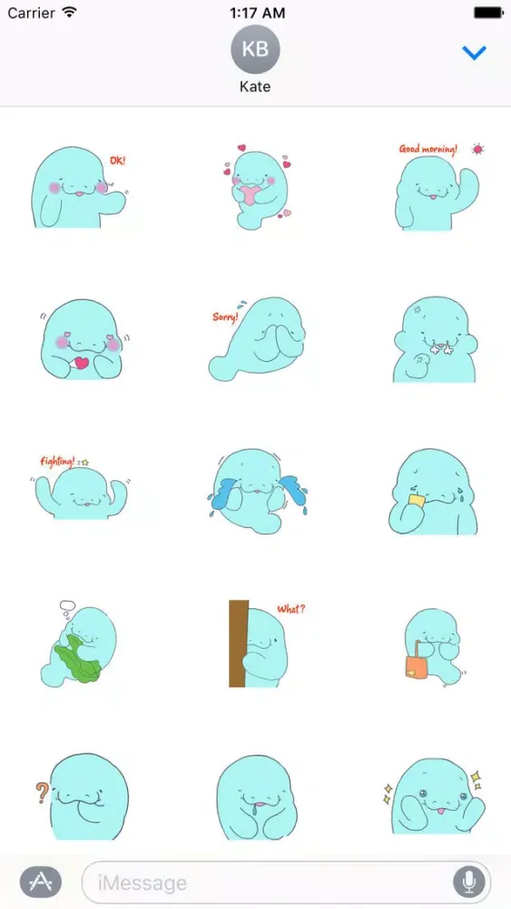 ภาพหน้าจอของ Shy Manatee Emoji Sticker