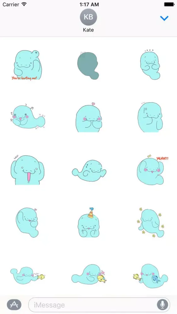 ภาพหน้าจอของ Shy Manatee Emoji Sticker