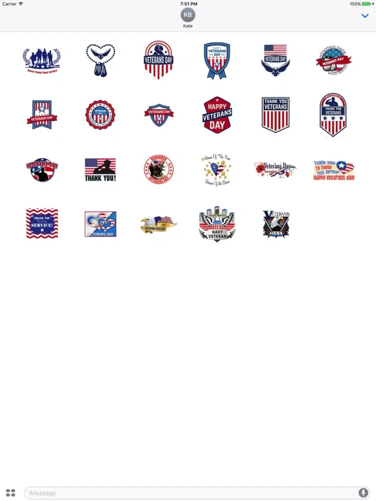 Tangkapan layar Veterans Day 2017 Sticker iPad 