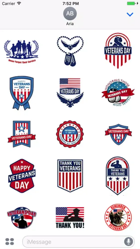 Tangkapan layar Veterans Day 2017 Sticker