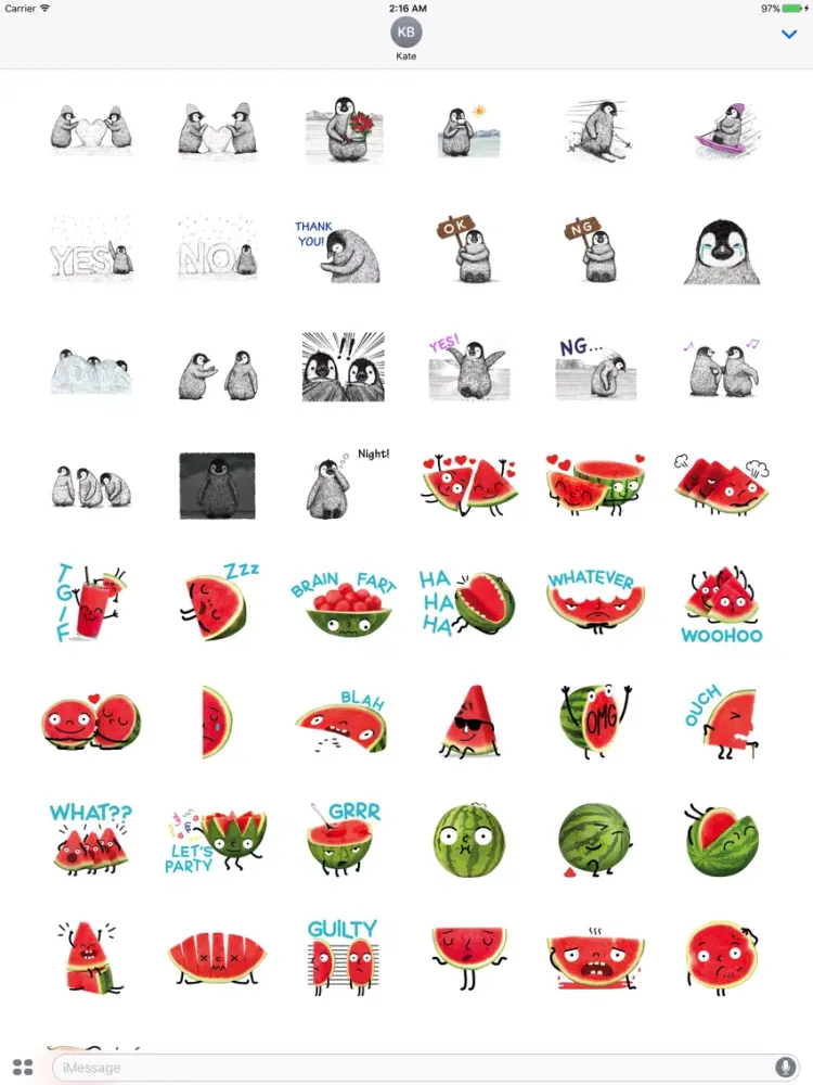 Watermelon And Penguin Sticker iPad  Screenshots