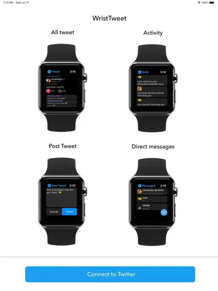 WristTweet App for Twitter iPad  Screenshots