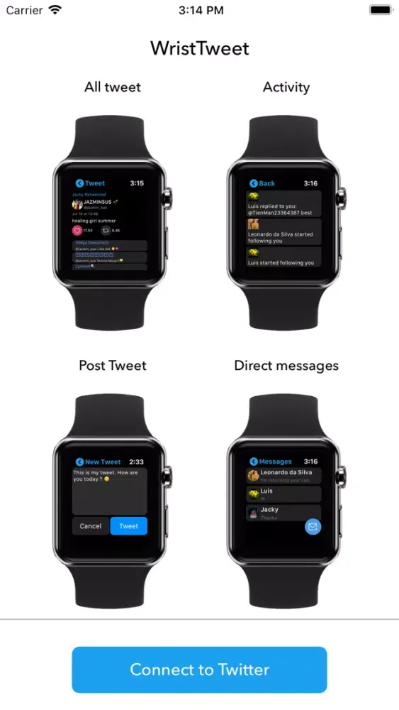 WristTweet App for Twitter Screenshots