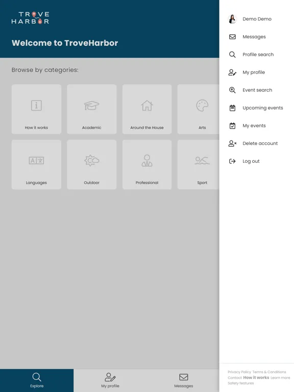 ภาพหน้าจอของ TroveHarbor iPad 