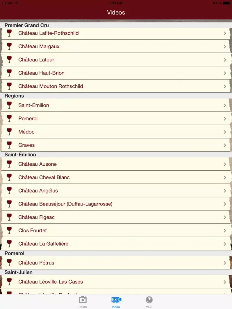 ภาพหน้าจอของ Bordeaux Wines iPad 