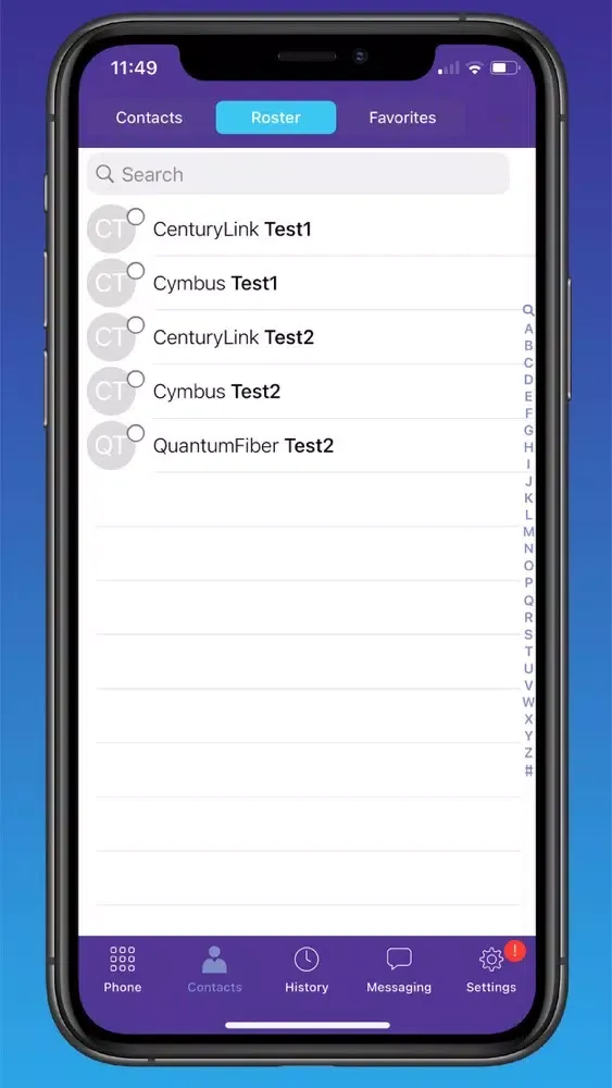 Capturas de tela do Quantum Fiber Connected Voice