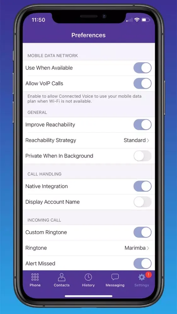 Capturas de tela do Quantum Fiber Connected Voice