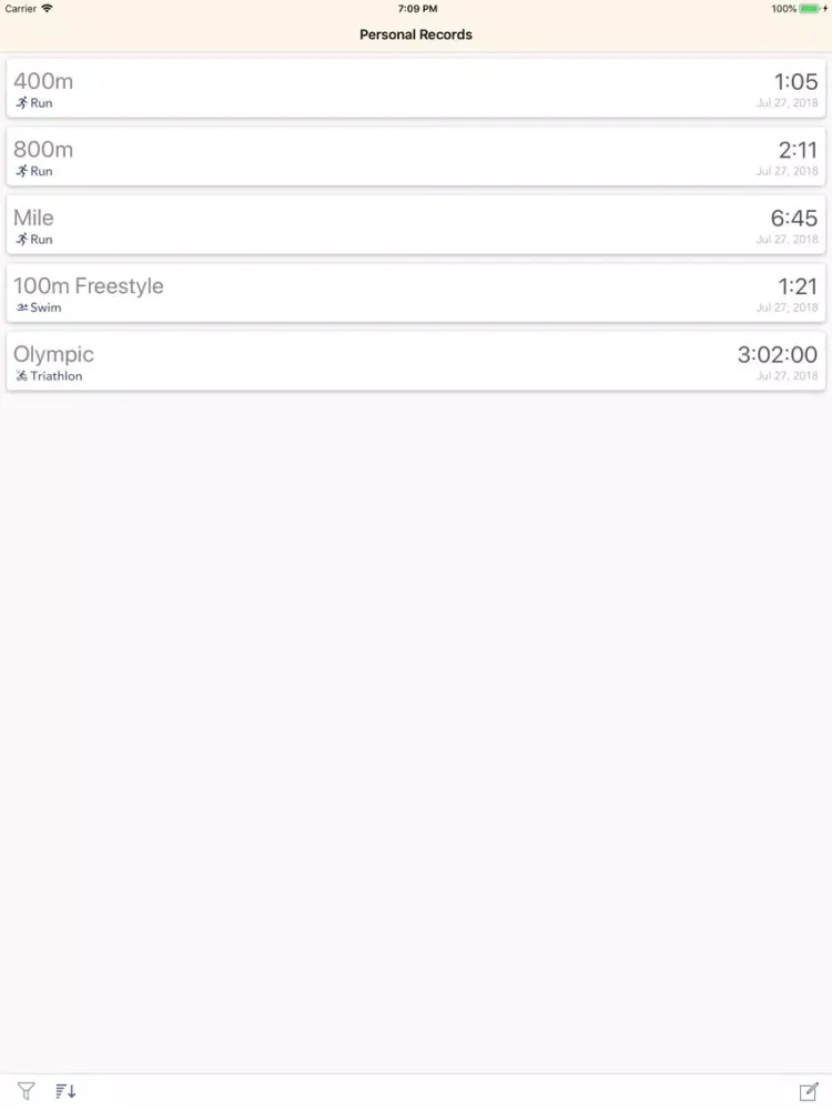 Capturas de tela do Personal Record Keeper iPad 