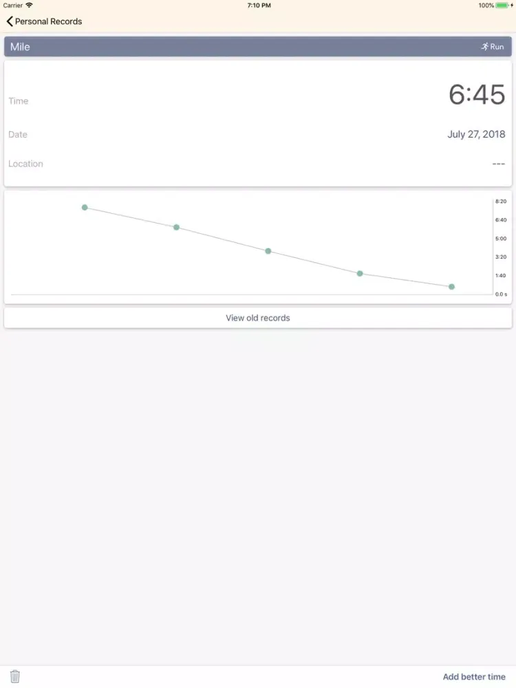 Capturas de tela do Personal Record Keeper iPad 
