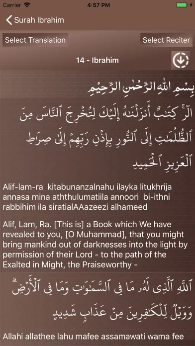 Capturas de tela do Surah Ibrahim