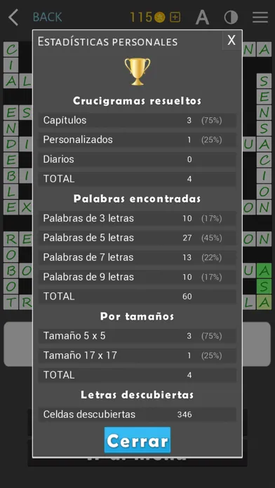 Capturas de tela do Crucigramas clásicos