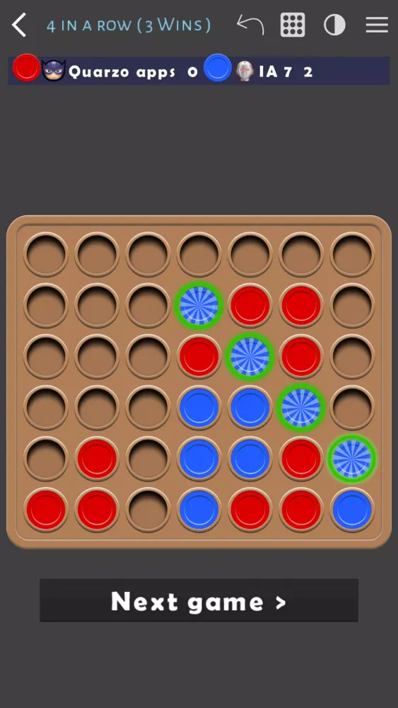 Captures d'écran de 4 in a row
