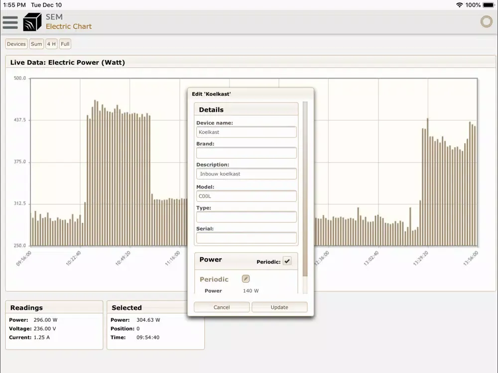 Ảnh chụp màn hình của Smart Energy Manager iPad 