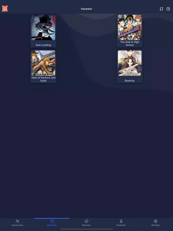Tangkapan skrin Manga UP! iPad 