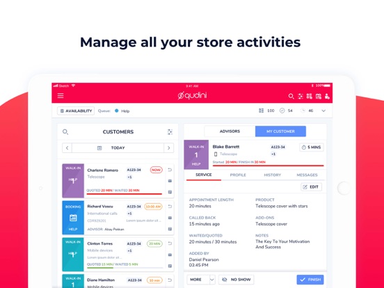 Qudini Store Team App iPad  스크린샷