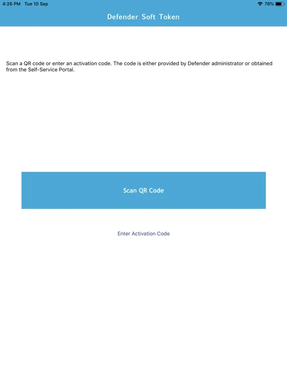 Ảnh chụp màn hình của Defender Soft Token iPad 