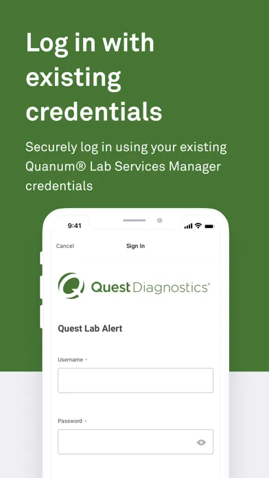 Tangkapan skrin Quest Lab Alert for Physicians