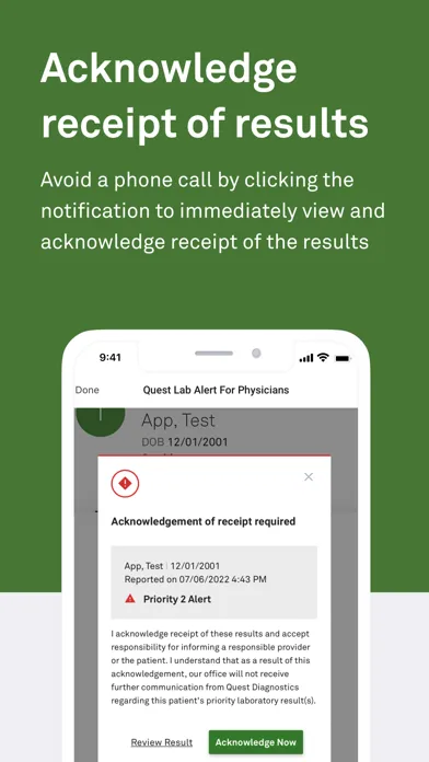 Tangkapan skrin Quest Lab Alert for Physicians