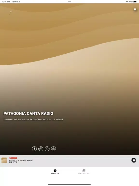 Tangkapan layar Patagonia Canta Radio iPad 