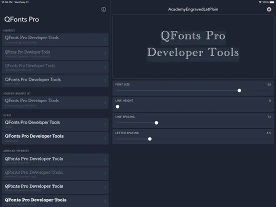 QFonts Pro iPad  Screenshots