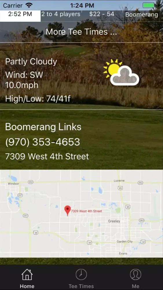 Ảnh chụp màn hình của Boomerang Links Golf Tee Times