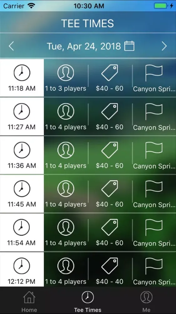 Capturas de pantalla de Canyon Springs Golf Tee Times