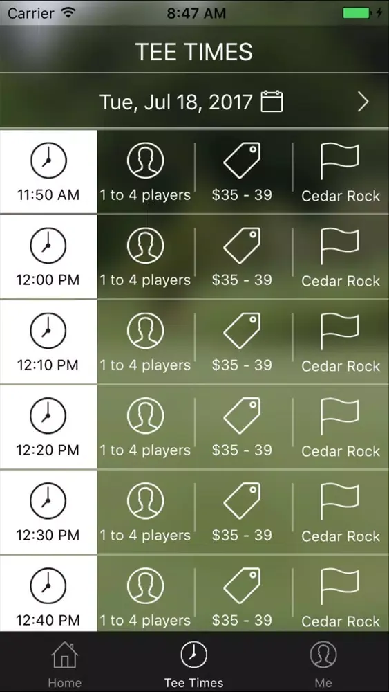 Cedar Rock Golf Tee Times سکرین شاٹس