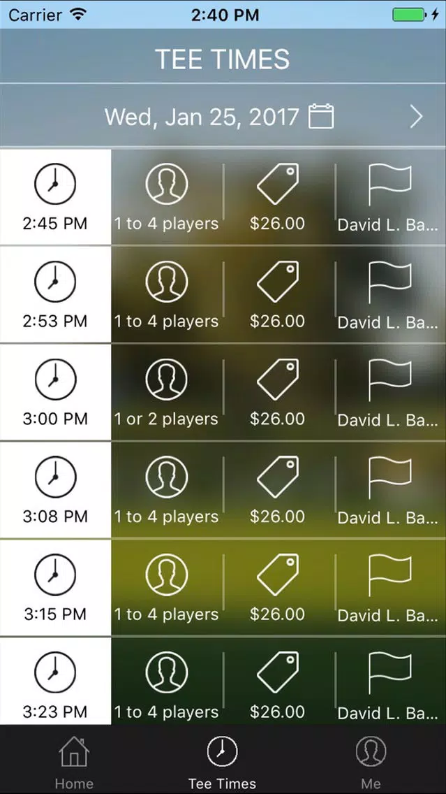 David L Baker Golf Tee Times Screenshots