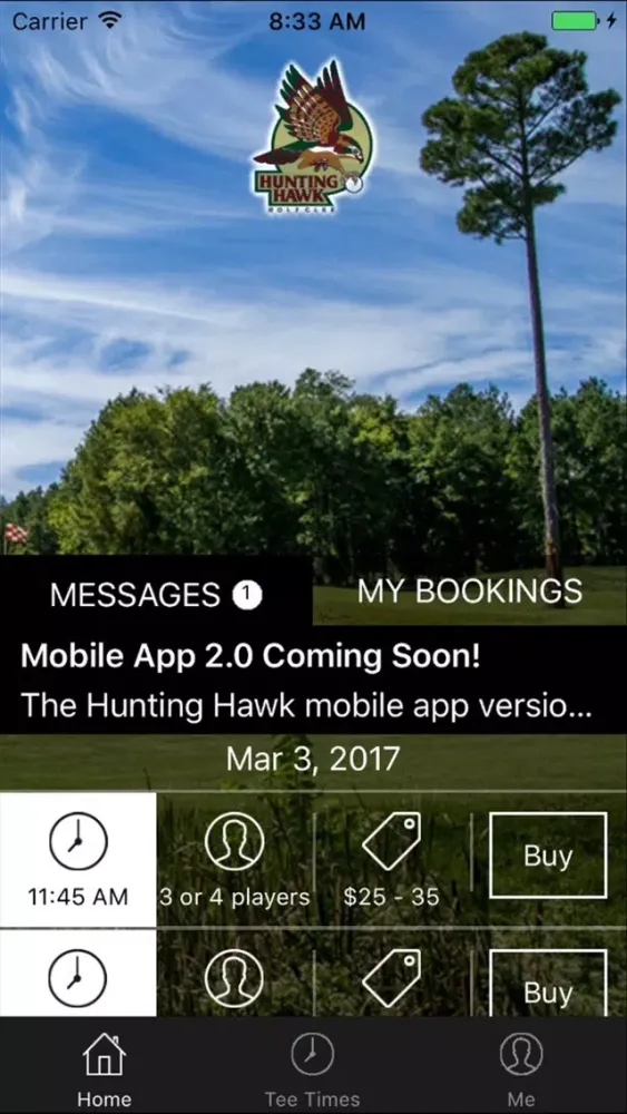 Zrzuty ekranu Hunting Hawk Golf Tee Times