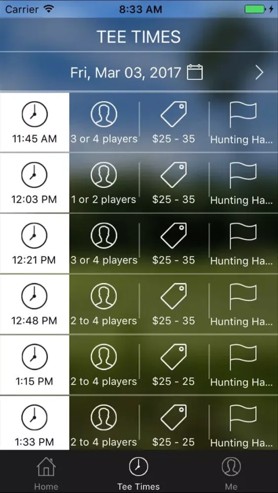 Zrzuty ekranu Hunting Hawk Golf Tee Times