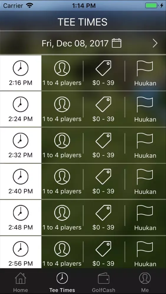 Huukan Golf Club Tee Times سکرین شاٹس