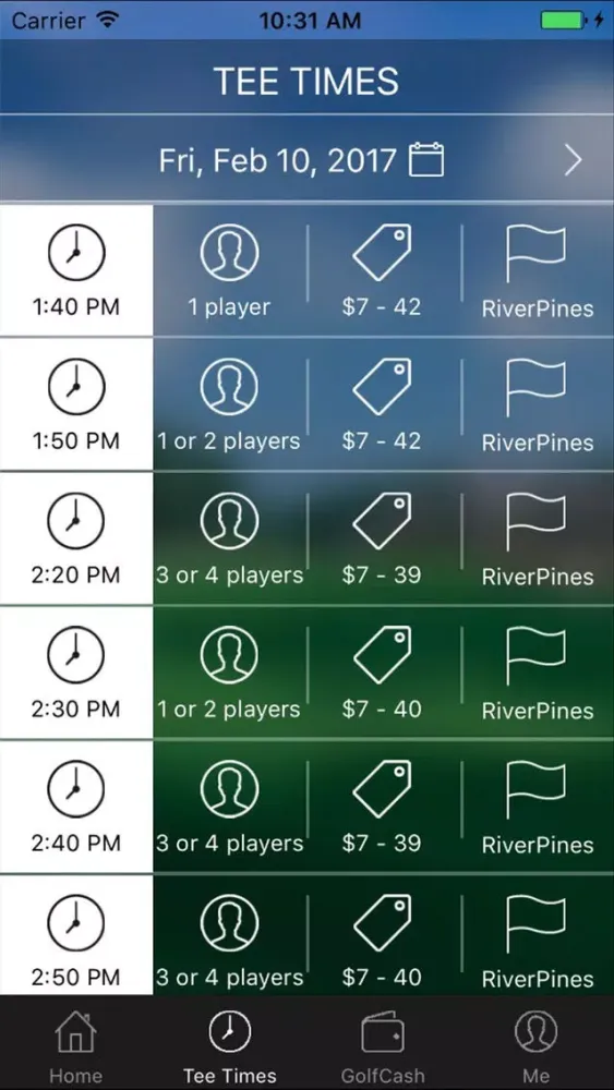RiverPines Golf Tee Times 스크린샷